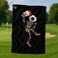 Funny Skeleton Soccer Ball Christmas Boys Xmas Gift Golf Towel thumb 1