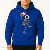 Funny Skeleton Soccer Ball Christmas Boys Xmas Gift Hoodie thumb 2