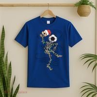 Funny Skeleton Soccer Ball Christmas Boys Xmas Gift T-Shirt thumb 2