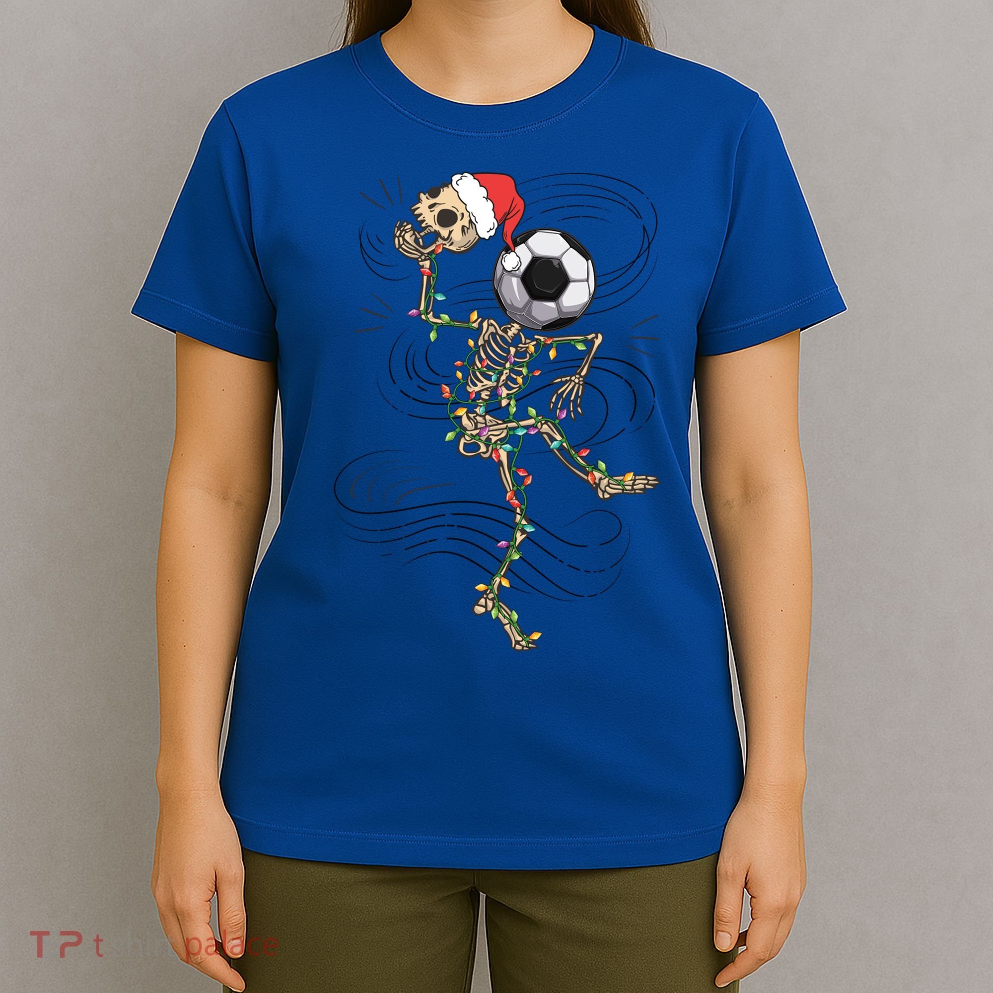 Funny Skeleton Soccer Ball Christmas Boys Xmas Gift T-Shirt
