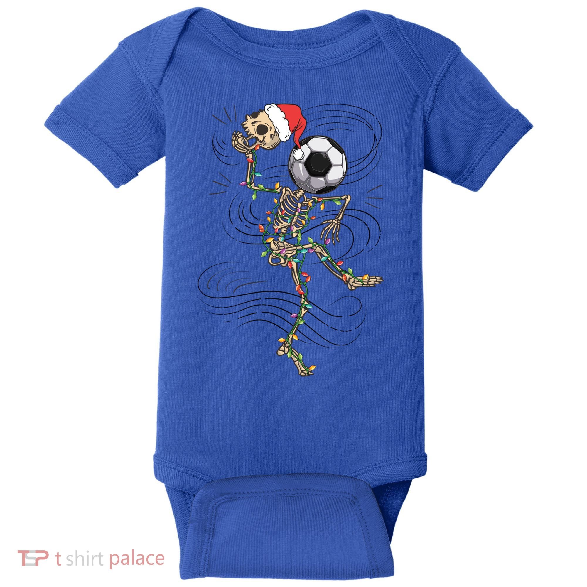 Funny Skeleton Soccer Ball Christmas Boys Xmas Gift Baby Bodysuit