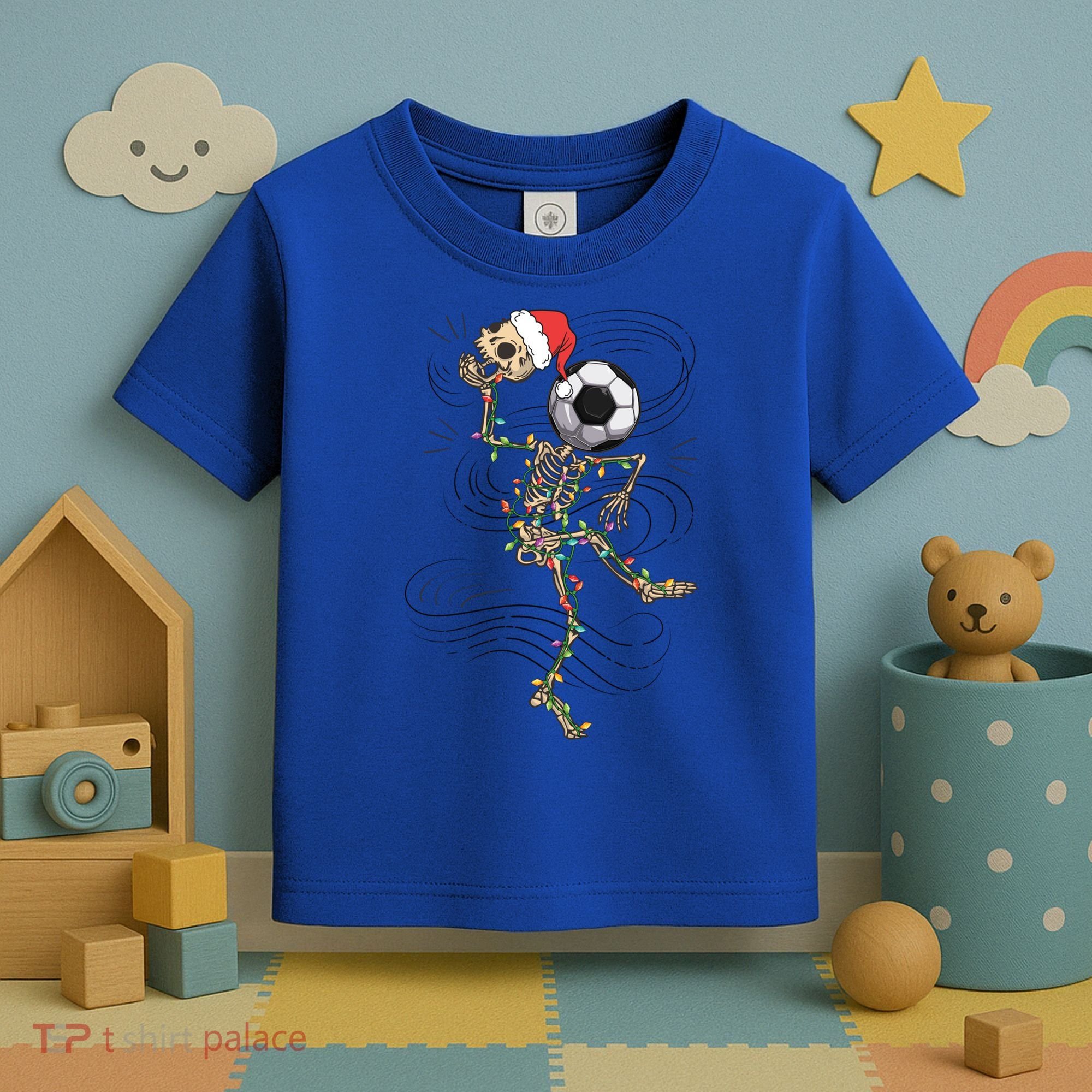 Funny Skeleton Soccer Ball Christmas Boys Xmas Gift Toddler T-Shirt