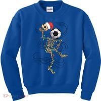 Funny Skeleton Soccer Ball Christmas Boys Xmas Gift Kids Sweatshirt thumb 0
