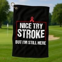 Funny Stroke Survivor Gift Cute Brain Attacks Gift Golf Towel thumb 1