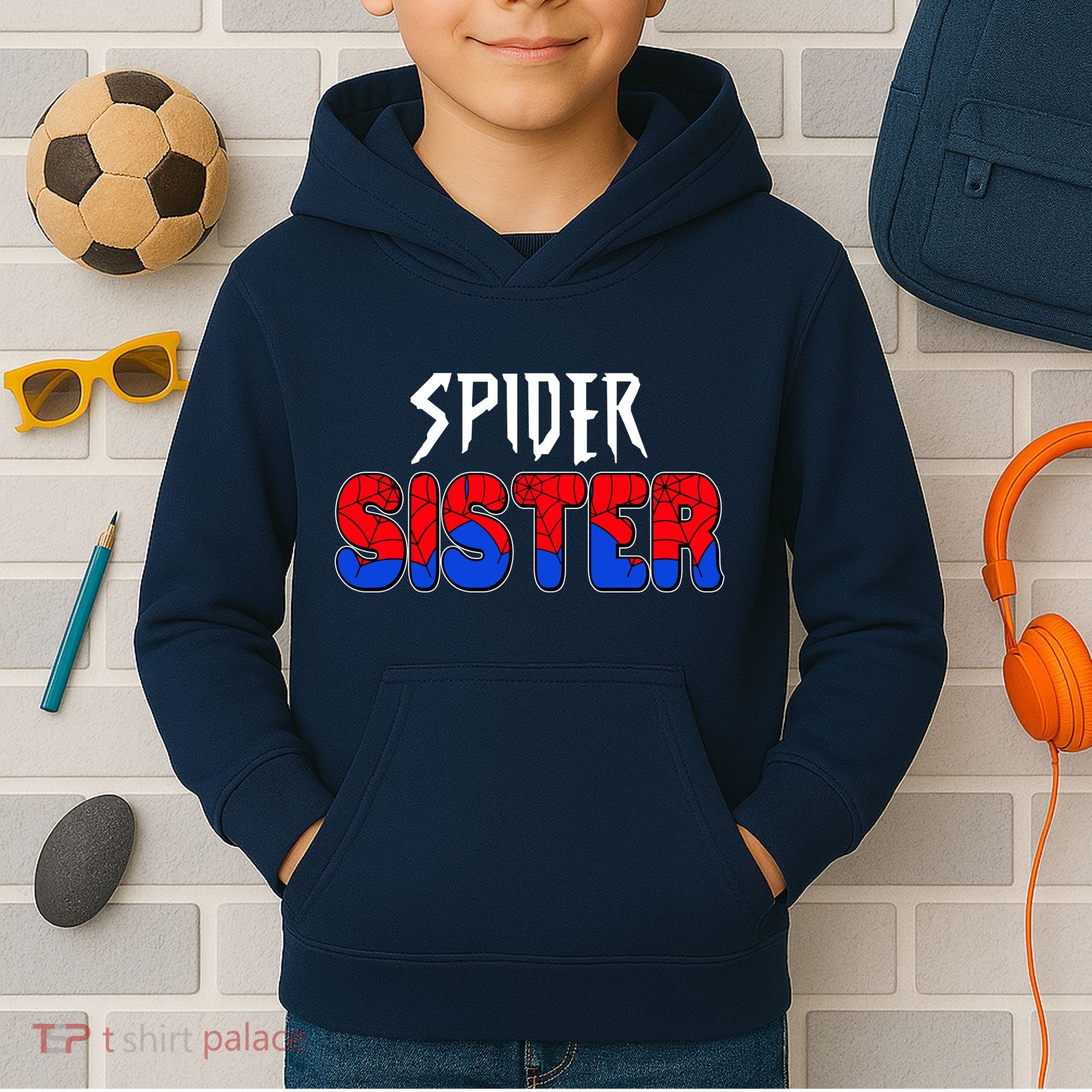 Funny Spider Sister Matching Family Shirts Kids Hoodie