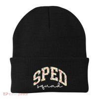 Floral Sped Squad Team Special Education Teacher Life Beanie thumb 0