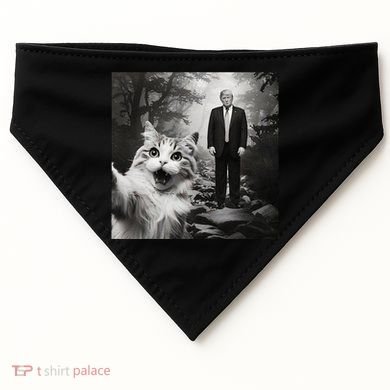 Funny Surprised Scared Cat Selfie With D.Trump USA-Made Doggie Bandana