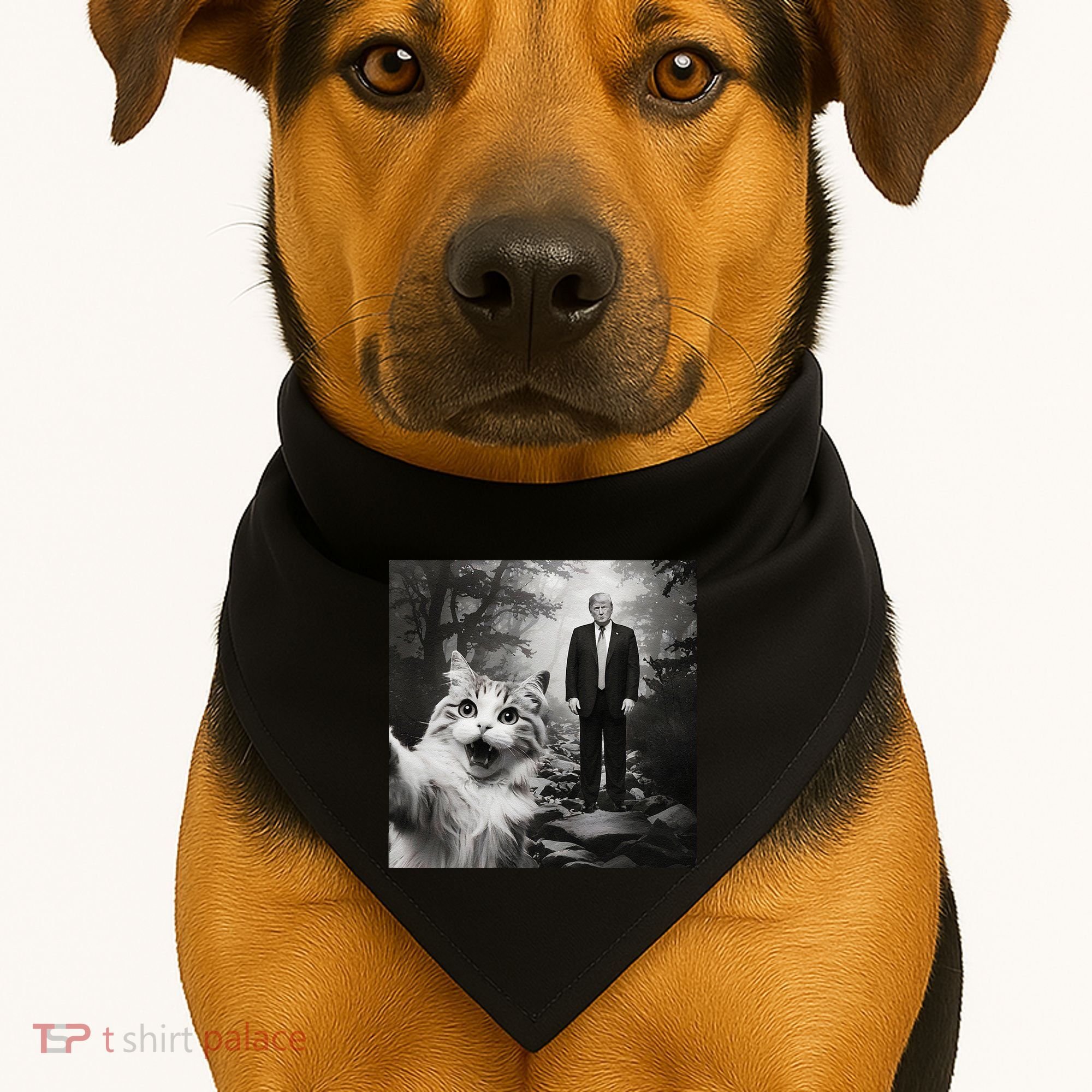 Funny Surprised Scared Cat Selfie With D.Trump USA-Made Doggie Bandana