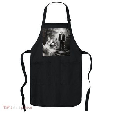 Funny Surprised Scared Cat Selfie With D.Trump Apron