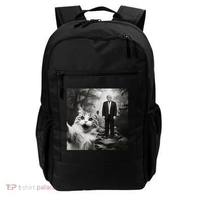 Funny Surprised Scared Cat Selfie With D.Trump Backpack