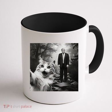 Funny Surprised Scared Cat Selfie With D.Trump Coffee Mug back