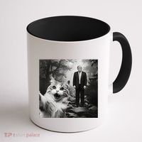 Funny Surprised Scared Cat Selfie With D.Trump Coffee Mug thumb 1