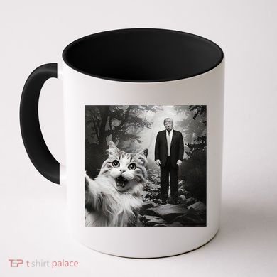 Funny Surprised Scared Cat Selfie With D.Trump Coffee Mug