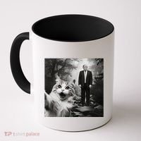 Funny Surprised Scared Cat Selfie With D.Trump Coffee Mug thumb 0
