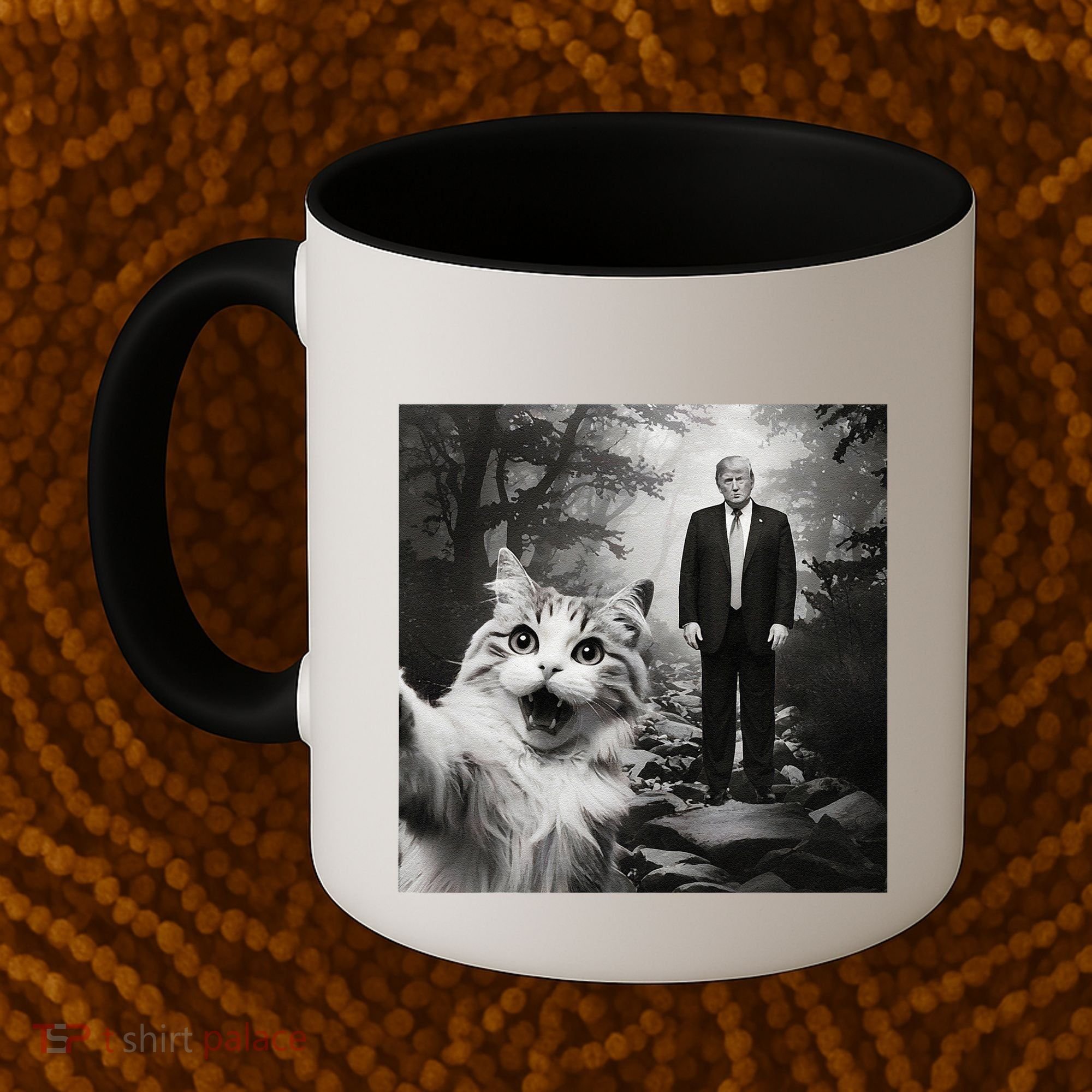 Funny Surprised Scared Cat Selfie With D.Trump Coffee Mug
