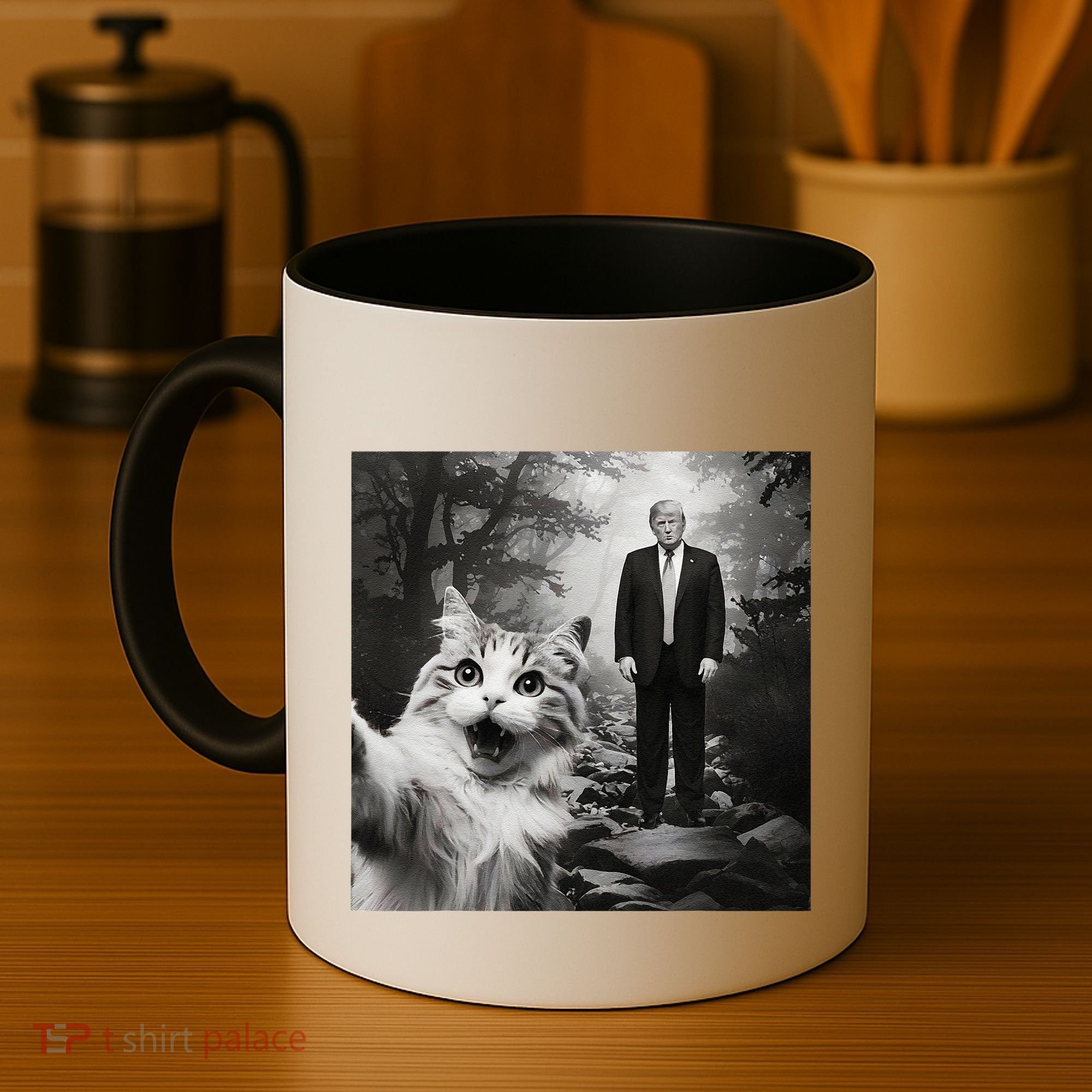 Funny Surprised Scared Cat Selfie With D.Trump Coffee Mug