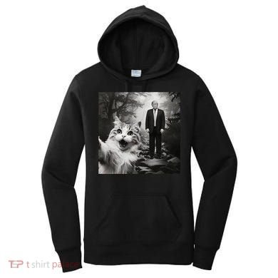 Funny Surprised Scared Cat Selfie With D.Trump Women's Hoodie