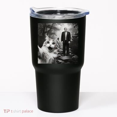 Funny Surprised Scared Cat Selfie With D.Trump Tumbler
