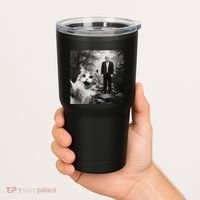 Funny Surprised Scared Cat Selfie With D.Trump Tumbler thumb 2