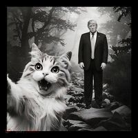 Funny Surprised Scared Cat Selfie With D.Trump Ornament thumb 1