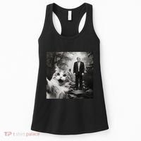 Funny Surprised Scared Cat Selfie With D.Trump Women's Tank Top thumb 0