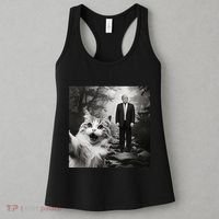 Funny Surprised Scared Cat Selfie With D.Trump Women's Tank Top thumb 3