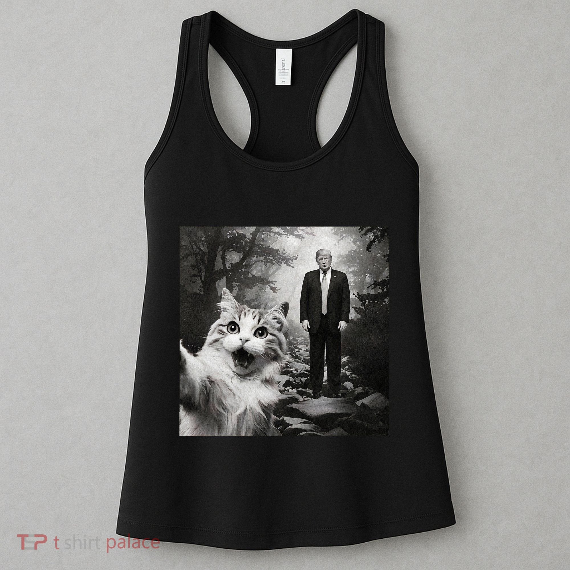 Funny Surprised Scared Cat Selfie With D.Trump Women's Tank Top