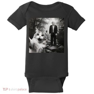 Funny Surprised Scared Cat Selfie With D.Trump Baby Bodysuit