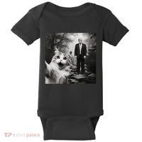 Funny Surprised Scared Cat Selfie With D.Trump Baby Bodysuit thumb 0