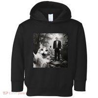 Funny Surprised Scared Cat Selfie With D.Trump Toddler Hoodie thumb 0