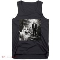 Funny Surprised Scared Cat Selfie With D.Trump Tank Top thumb 0