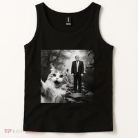 Funny Surprised Scared Cat Selfie With D.Trump Tank Top thumb 2