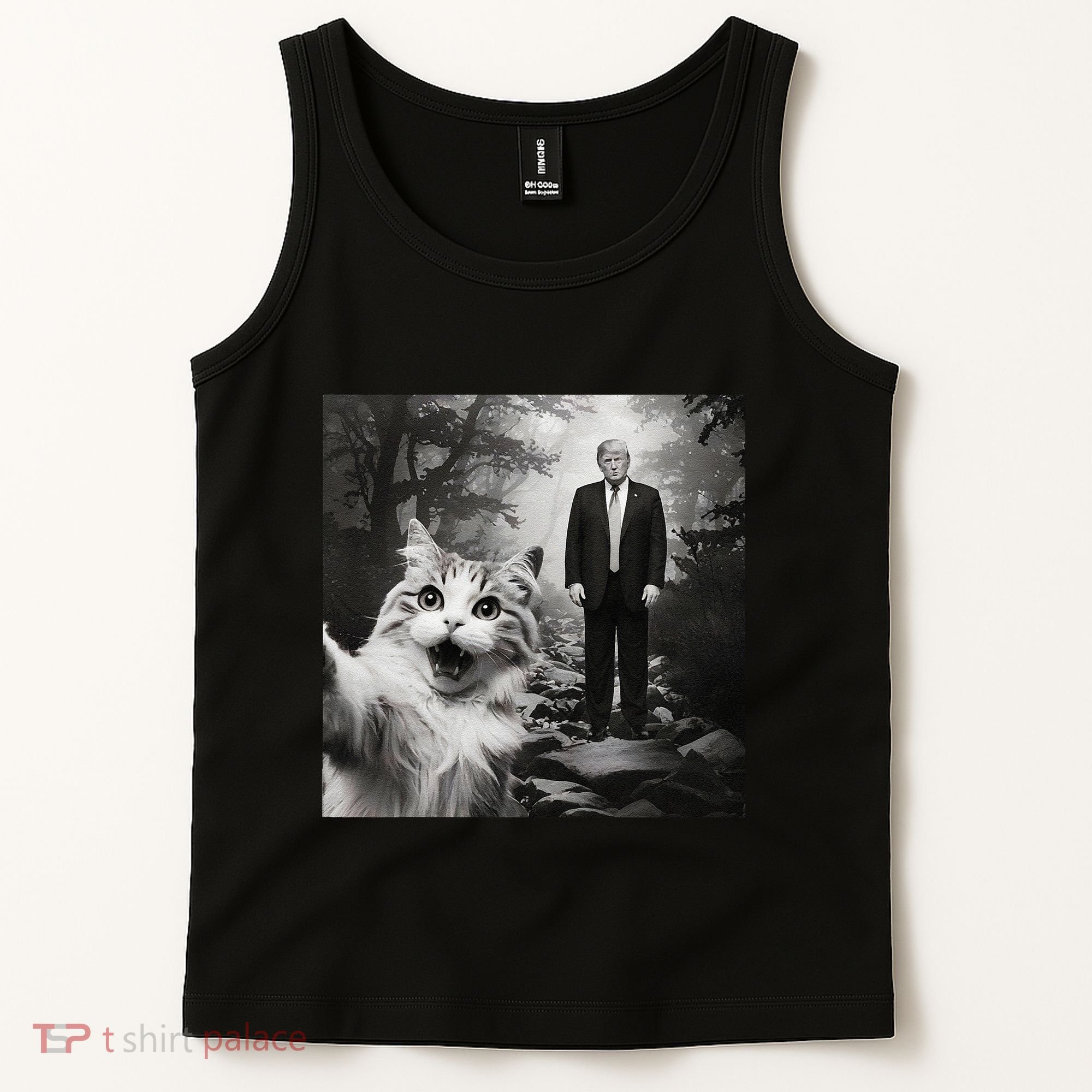 Funny Surprised Scared Cat Selfie With D.Trump Tank Top