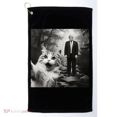 Funny Surprised Scared Cat Selfie With D.Trump Golf Towel