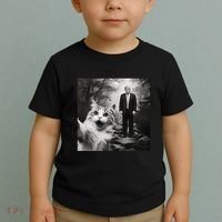 Funny Surprised Scared Cat Selfie With D.Trump Toddler T-Shirt thumb 2