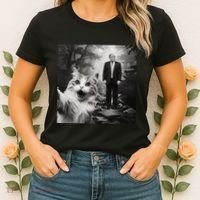 Funny Surprised Scared Cat Selfie With D.Trump Women's T-Shirt thumb 2