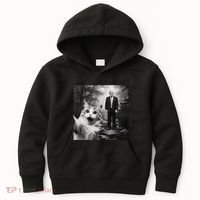 Funny Surprised Scared Cat Selfie With D.Trump Kids Hoodie thumb 0