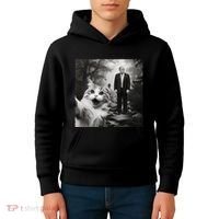 Funny Surprised Scared Cat Selfie With D.Trump Kids Hoodie thumb 4