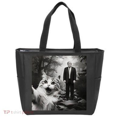 Funny Surprised Scared Cat Selfie With D.Trump Tote Bag