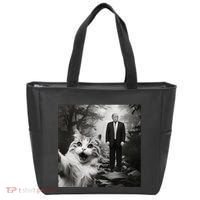 Funny Surprised Scared Cat Selfie With D.Trump Tote Bag thumb 0