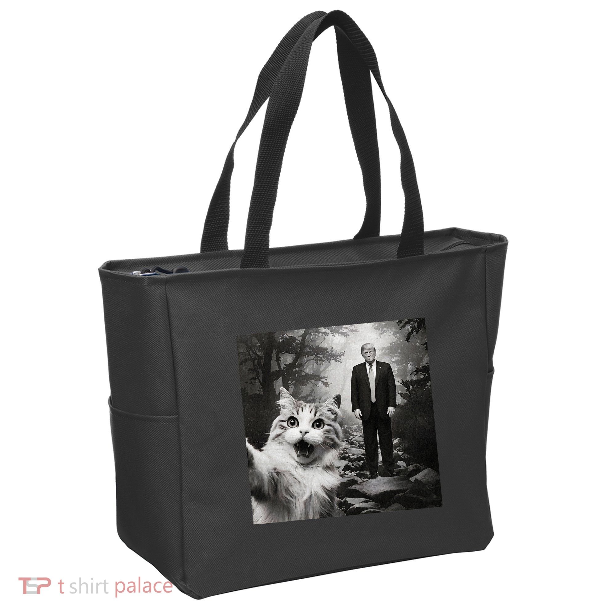 Funny Surprised Scared Cat Selfie With D.Trump Tote Bag