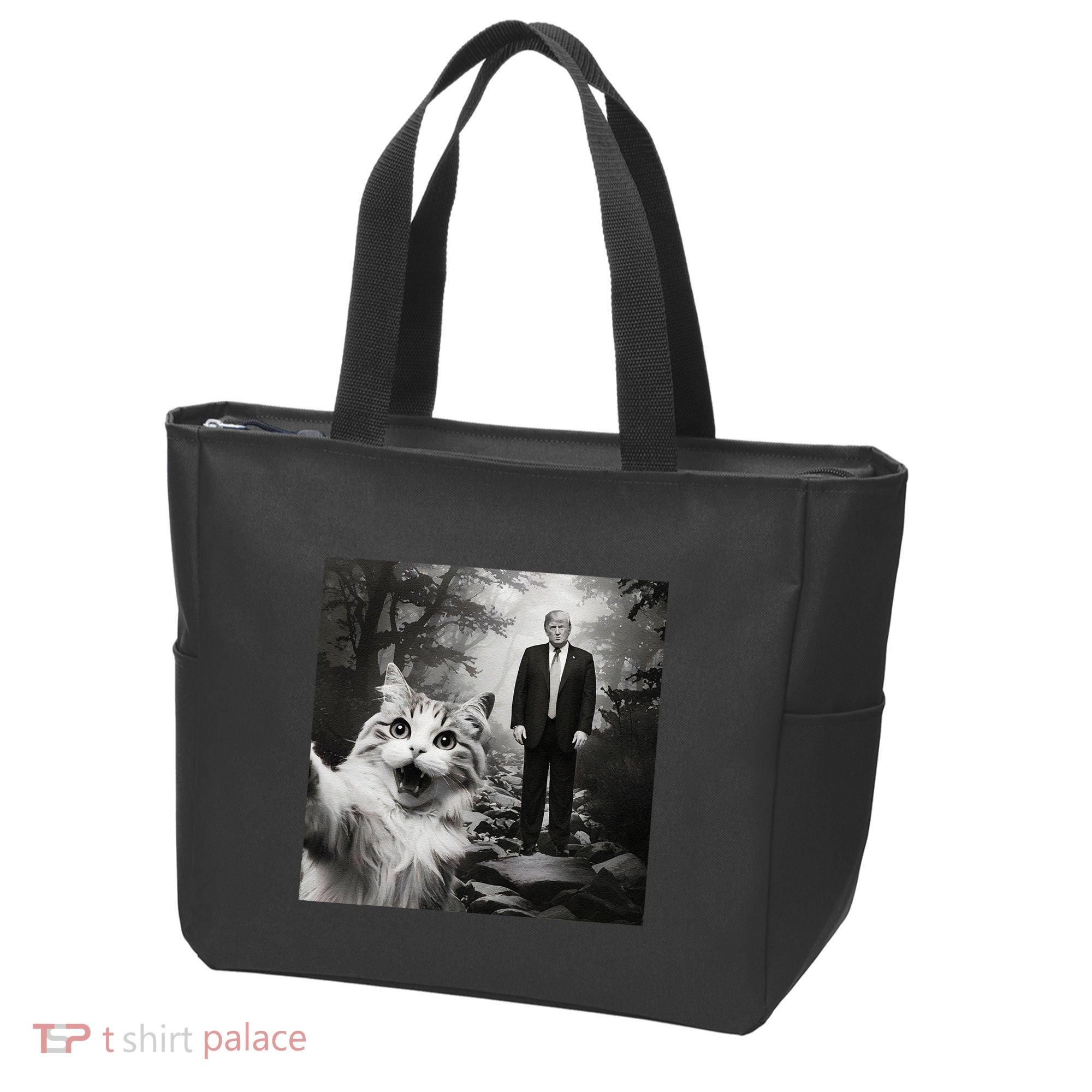 Funny Surprised Scared Cat Selfie With D.Trump Tote Bag