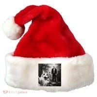 Funny Surprised Scared Cat Selfie With D.Trump Santa Hat thumb 0