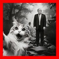 Funny Surprised Scared Cat Selfie With D.Trump Santa Hat thumb 1