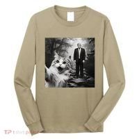 Funny Surprised Scared Cat Selfie With D.Trump Long Sleeve Shirt thumb 0