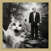 Funny Surprised Scared Cat Selfie With D.Trump Long Sleeve Shirt thumb 2