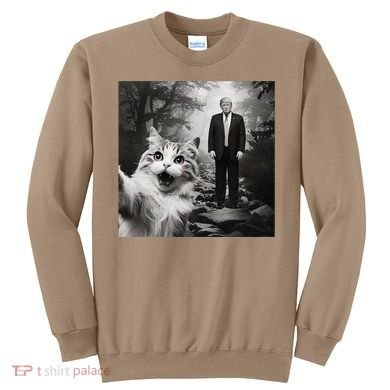 Funny Surprised Scared Cat Selfie With D.Trump Sweatshirt