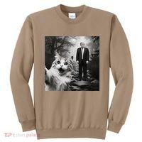 Funny Surprised Scared Cat Selfie With D.Trump Sweatshirt thumb 0