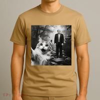 Funny Surprised Scared Cat Selfie With D.Trump T-Shirt thumb 3