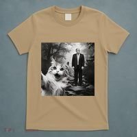 Funny Surprised Scared Cat Selfie With D.Trump T-Shirt thumb 5